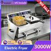 NONE Friggitrice Elettrica Commerciale Podofo 12L 3000W in Acciaio Inox da Banco con Doppia Vasca e Filtrazione dell'Olio