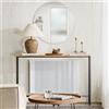 SoBuy FSB19-L-E Tavolo consolle stretto ingresso - Consolle per soggiorno, credenza metallo vintage, design robusto - Ideale per mobili disimpegno, ufficio - 120x80x20cm Naturale & Nero