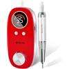 Delanie Levigatrice per Unghie Motore Senza Nucleo Professionale 35000RPM, Ricaricabile Senza Fili 5000mAh con Pausa Bonton per Manicure Pedicure, Incl. 7 punte e 36 bande abrasive, rosso