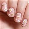 Cotabacuco Unghie finte corte 24 pezzi, Quadrate e Corte in Rosa con Design di Api e Margherite, 12 Misure con Adesivi, Unghie artificiali per Primavera e Estate, Set Manicure