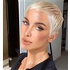 FAKKA Parrucca Pixie Cut Corta per Donne con Frangia, Capelli Sintetici Ondulati Naturali Resistenti al Calore in Fibra, Biondo Chiaro