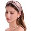 ZLYC Fascia per capelli in seta di gelso elastica con torsione e nodo per capelli da donna (solido rosa polvere chiaro), taglia unica