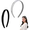 JOVYTH Set 2 Cerchietti Regolabili Argento e Nero - Fascia in Pelle Elegante per Donna, Accessorio Capelli per Matrimonio, Compleanno, Party e San Valentino