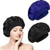 Flintronic 2 Pezzi Donna Berretto Da Notte Raso, Cuffia da Bagno Elastica per Donne, Cuffia Seta Capelli Ricci, Dormire in Raso Morbido e Confortevole