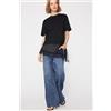 Tezenis T-shirt Cotone Con Inserto Raso E Pizzo Donna Nero