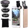 ANJIELO SMART Kit 3 in 1 per fotocamera del telefono, obiettivo grandangolare, obiettivo fisheye e obiettivo macro per smartphone, nero