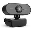 BONKZEBU Videocamera per computer 1080P con microfono desktop, webcam per conferenze e videochiamate, correzione automatica della luce bassa, per videochiamate (nero)