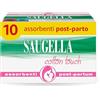 Saugella Cotton Touch Post Parto, 10 Assorbenti Cotone Post Parto, Senza Strato Adesivo, Azione Antibatterica, Lenitiva