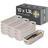 SmartStore Cestino portaoggetti con manici color lino 10 x 1,3L (29,5x10x6,5 cm) | Contenitore in plastica riciclata | Scatola portaoggetti Essence Slim
