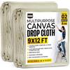 Utopia Home Utopia Drop Cloth for Painting (9x12 ft, 2 Pack) Washable and Reusable Canvas Fabric for Furniture & Floor Protection Highly Absorbent Paint Cover - Duck Dropcloth for Outdoor and Indoor Use