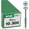 SPAX T-TAR plus 251011003005 - Viti per costruzioni in legno, 10,0 x 300 mm, testa piatta, filettatura parziale, 4CUT, WIROX A3J, 251011003005