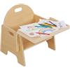Relaxdays Sedia Bambini, tavolino Integrato, da 1 Anno, Montessori, HxLxP: 32 x 33 x 29 cm, Sgabello Legno Naturale
