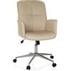 HJH Office Sedia moderna da home office SOLAO 400 Sedia da scrivania girevole con ruote, funzione oscillante, regolabile in altezza, imbottita, Beige