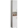 trendteam smart living - Wons - Armadio alto - Bianco/Bianco lucido - 1 scomparto aperto e 2 ripiani - 37 x 192 x 31 cm - Moderno armadio bagno con vano portaoggetti - antigraffio