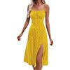 LKRSEEF Vestiti Estivi Donna Vestito Elegante Abito Estivo Lungo Cerimonia Dress Prendisole Mare Spiaggia Leggero A Pois Smanicato Blu Scuro S