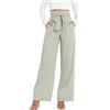 szvbofueck Pantaloni da donna a vita alta, eleganti, con fiocco, a vita alta, elasticizzati, in tinta unita, da ufficio, leggeri, elasticizzati, da donna, Verde menta, S