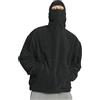 ZDSUHYIW Felpa con cappuccio da uomo Ninja con cappuccio, con maschera, oversize, Y2K, felpa invernale e tasca, calda Ninja con cappuccio, Nero , 3XL