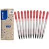 PILOT - Set di 10 +1 Omaggio BPS Matic - Penna a Sfera - Scrittura Ultra-Scorrevole e Confortevole - Ricaricabile e Retrattile - Rosso - Punta Fine