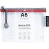 Grafoplás | Borsa con cerniera EVA a6 | Realizzata in gomma EVA trasparente | Cerniera rossa | 17,5 x 12,5 cm | Ideale per trasportare tutti i tipi di oggetti, piccoli documenti o materiale scolastico