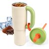ZoneYan 40oz (1.18 Litri) Tumbler Acciaio Inox, Tazza Termica Portatile, con Manico e Cannuccia, Thermos Grande Capacità, Mug Termico da Viaggio, Bicchiere per Auto, Bicchiere Isotermico (A)