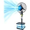 AnYaBinni Ventilatore ad Acqua Industriale su Ruote, Grande Ventilatore a Nebulizzazione 40L, Ventilatore a Tamburo in Metallo a 3 Velocità, Altezza Regolabile