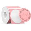 SUPVAN T50M Serie Nastro Etichettatrice, Tondo Φ 50 mm, Nero su Rosa
