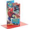 UK Greetings Marvel - Biglietto di auguri per 5° compleanno per lui/ragazzo con busta, design distintivo, con Spider-Man