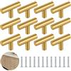 YSDMY Manopole per Mobili da Cucina 12 Pezzi Pomelli per Mobili Forma a T Pomelli per Cassetti 50mm Manopole per Porte per Armadietti，Pomelli Acciaio per l'hardware dei Mobili dell'armadio(Dorato)