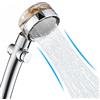 YUTOU Shower Head - Soffione doccia girevole a 360°, a risparmio idrico, ad alta pressione, con ventilatore e interruttore di pausa