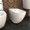 GT-LUX SANITARI BAGNO WC - BIDET IN CERAMICA FILO MURO SOSPESO | PAVIMENTO TERRA COPPIA O SINGOLO S SCELTA DESIGN CERAMICA TOILETTE GABINETTO RALLENTY SOFT (BIDET SOSPESO MR8831F)