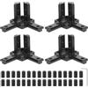 QWORK® 4 connettori angolari a 3 vie per profili in alluminio con scanalatura a T da 8 mm, con viti, per profili in alluminio serie 4040 - Nero