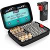 Tanness Custodia per 140 Pile con Tester LCD - Organizer per AA AAA C D e 9V con Tester Universale - Case Rigido con Tasca Interna per Conservazione Sicura, Ordinata e Sempre Pronta all'Uso Quotidiano