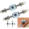 Tissting 2 pezzi di pomelli per cassetti a forma di zucca dipinti a mano, Maniglie per mobili in ceramica ferramenta da cucina in stile rustico azzurro per armadi cassettiere guardaroba