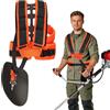 NUTKIT Cintura Decespugliatore Universale, Doppia Tracolla per Tagliaerba Professionale, Trimmer Cinturino Doppia Spalla, Rifinitore Cintura in Nylon, per Uomo e Donna - Arancia Nero