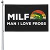 Generic Milf Man I Love Frogs Flag Resistente Alle Intemperie Bandiere Colore Vivido Bandiera Per Prato Interno Balcone 90X150Cm