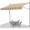 Fiqops Tenda da Sole a Morsetto con manovella per Balcone, 350x120cm Retrattile Resistente ai Raggi UV Altezza Regolabile Senza Forare, in metallo e 100% poliestere, Giallo Blu