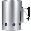 MIO TECK - 1 Accendifuoco BBQ in Acciaio XL - Camino Accenditore Carbone - ⌀19,5cm x 30,5cm - Avviatore Brace Rapido per Barbecue, Grigliata, Kettle | con Manico Ergonomico PP, 31cm, Resistente