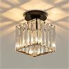 Comely Lampada a Soffitto Moderna in Cristallo, Quadrato E27 Lampadario, Nero Plafoniera per Camera da Letto Soggiorno Cucina Ingresso Sala da Pranzo