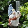 FORUP Gnomo pluviometri in resina, statua da giardino a forma di gnomo in resina, con pluviometro in plastica, dipinto a mano