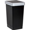 TATAY Pattumiera Cucina con Coperchio Basculante Smart 25L | Design Compatto e Funzionale | Interni ed Esterni | Per Sacchetti da 30L | Plastica Resistente Senza BPA | 26x34x47cm, Nero
