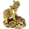 Mose Cafolo Cafolo Elefante dorato Feng Shui da 8,8 cm su monete d'oro ricchezza fortunata regalo e decorazione per la casa (1 set)