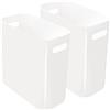 Youngever Confezione da 2 bidoni della spazzatura sottili da 10 l, riutilizzabili, in plastica, con manici, per casa, ufficio, soggiorno, studio, cucina, bagno (bianco)