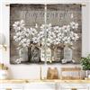 Laifzere Vintage Floral Kitchen Curtains Rustic Flower Inspirational Small Short Cafe Window Curtains Wooden Country Quotes Bathroom Living Room Bedroom Window Drapes Treatment 2 Panels (26x30 Inch)