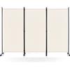 FANTASK Divisorio su ruote in tessuto, divisorio pieghevole, paravento, 3 pezzi, frangivista per flessibilità e maggiore privacy (beige)
