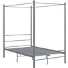 vidaXL Letto a baldacchino in metallo grigio 140x200 cm