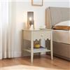 [en.casa] Comodino con Cassetto a Frontale Ondulato e Ripiano Aperto Tavolino Laterale Mobiletto Contenitore 50 x 40 x 40 cm per Camera da Letto Soggiorno Ingresso - Bianco Crema