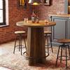 Tribesigns Tavolo rotondo da bar, alto 95 cm, in legno, Tavolino da Cocktail con base e poggiapiedi ad anello in metallo, per caffetteria, casa, piccoli spazi, marrone (solo tavolo)