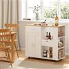TIMORWTF Carrello mobile per cucina con ruote, isola centrale mobile con piano di lavoro in legno massello, mobile portaoggetti per cucina o sala da pranzo, 102 x 46 x 92 cm (bianco)