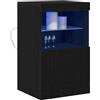 vidaXL Madia LED Rovere Nero 41 x 37 x 67 cm Legno multistrato, Sideboard moderno rettangolare elegante, mobile con LED, unità di stoccaggio innovativa, armadietto stiloso, salvaspazio