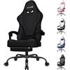 SITMOD Sedie Gaming, Poltrona Altezza Regolabile con poggiatesta, Sedia da Ufficio Ergonomica, e supporto lombare sedia per PC, girevole a 360 gradi Sedia da gioco in tessuto, per ufficio e casa, Nero
